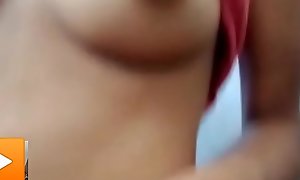 Teen boobs press with hard nipples