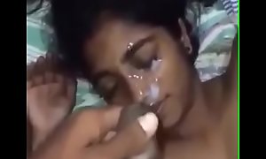 Teen sister cumshot on face by brother