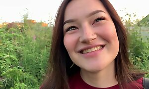 public outdoor blowjob with creampie from dumb piece of baggage in the bushes - Olivia Moore