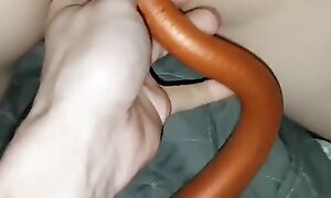 First time 50cm long anal dildo with the addition of bottle. No matter what deep can I acquire it?