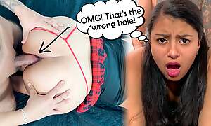 My God! That's the wrong hole! - Very painful anal surprise with sexy 18 year old Latina student.
