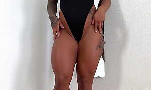 Long-legged Beauty in Bodysuit Gets Fucked Hard in the Ass and Swallows Cum in Her Brashness