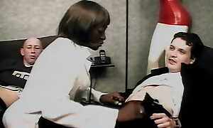 Amazing ebony be fond of assfucked wide of two white dudes