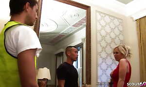 Blonde Handsomeness Cougar Jamie Brooks on tap Anal and DP MMF Threesome all over two Big Dick