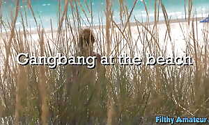 Gangbang at nudist beach with termagant wife