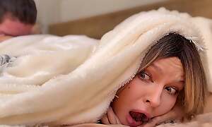 Stepsister got horny when she saw me going to bed my Tantally doll and bowed to switch places with her