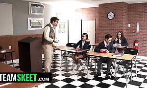 TEAMSKEET - Cute New Spread out Nikki Nicole Has Classroom Threesome With Camilla Cream In School Debate