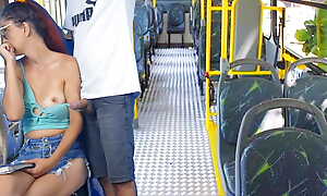 Schoolgirl gets fucked median public transport