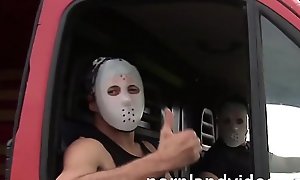 be in charge anal slave fucked open-air in truck with 2 obese cocks cumshot