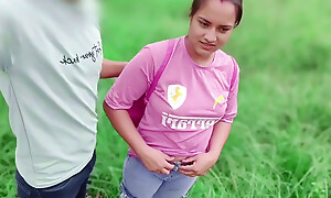 Frist time coitus university girl with an increment of Boy in Jungle, fuck will not hear of tight young pussy - university girl Gender in intercede (Full Hindi Audio)
