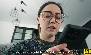 RIM4K. Threesome with a horny big-titted virgin