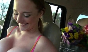 Teen Sam proves almost his neighbor that her boobs are not fake